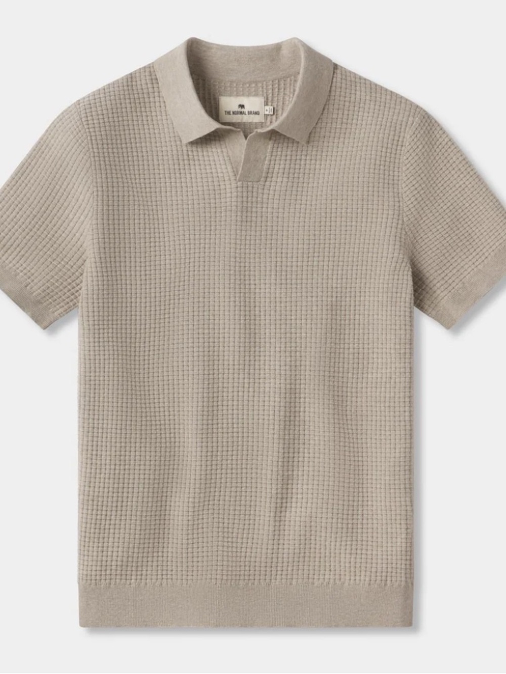 The Normal Brand Men's Taupe Beige Flax Knit Polo Short Sleeve Size Large
